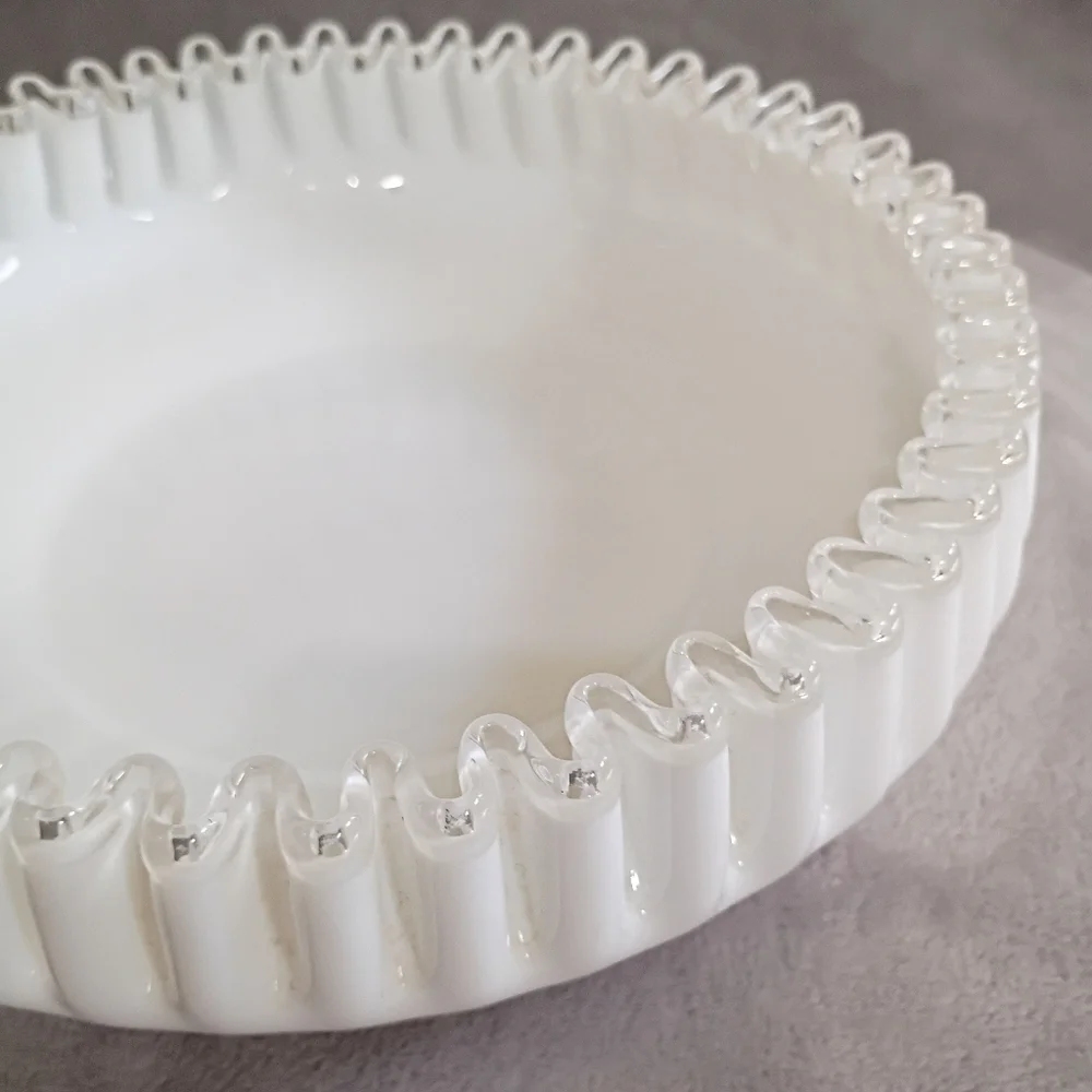 Fenton Glass Silver Crest Shrimp Chip Bowl